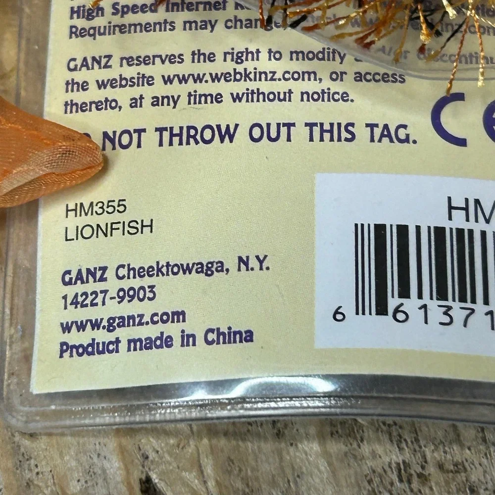 Ganz Webkinz Lionfish HM355 Orange Gold Striped Plush Toy NWT Sealed Code Tag
